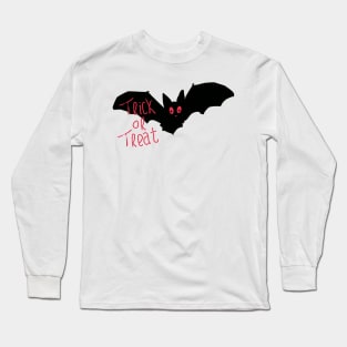 cute bat silhouette with trick or treat typography for halloween Long Sleeve T-Shirt